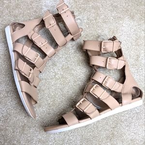 BCBG Gladiator Buckle Sandals Tan 7.5